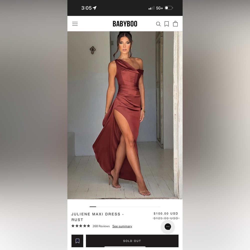 Babyboo Elegant Rust Maxi Dress